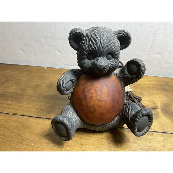 Vintage Teddy Bear Light 7 Inch Bronze and Amber Art Glass Light - Picture 7 of 12